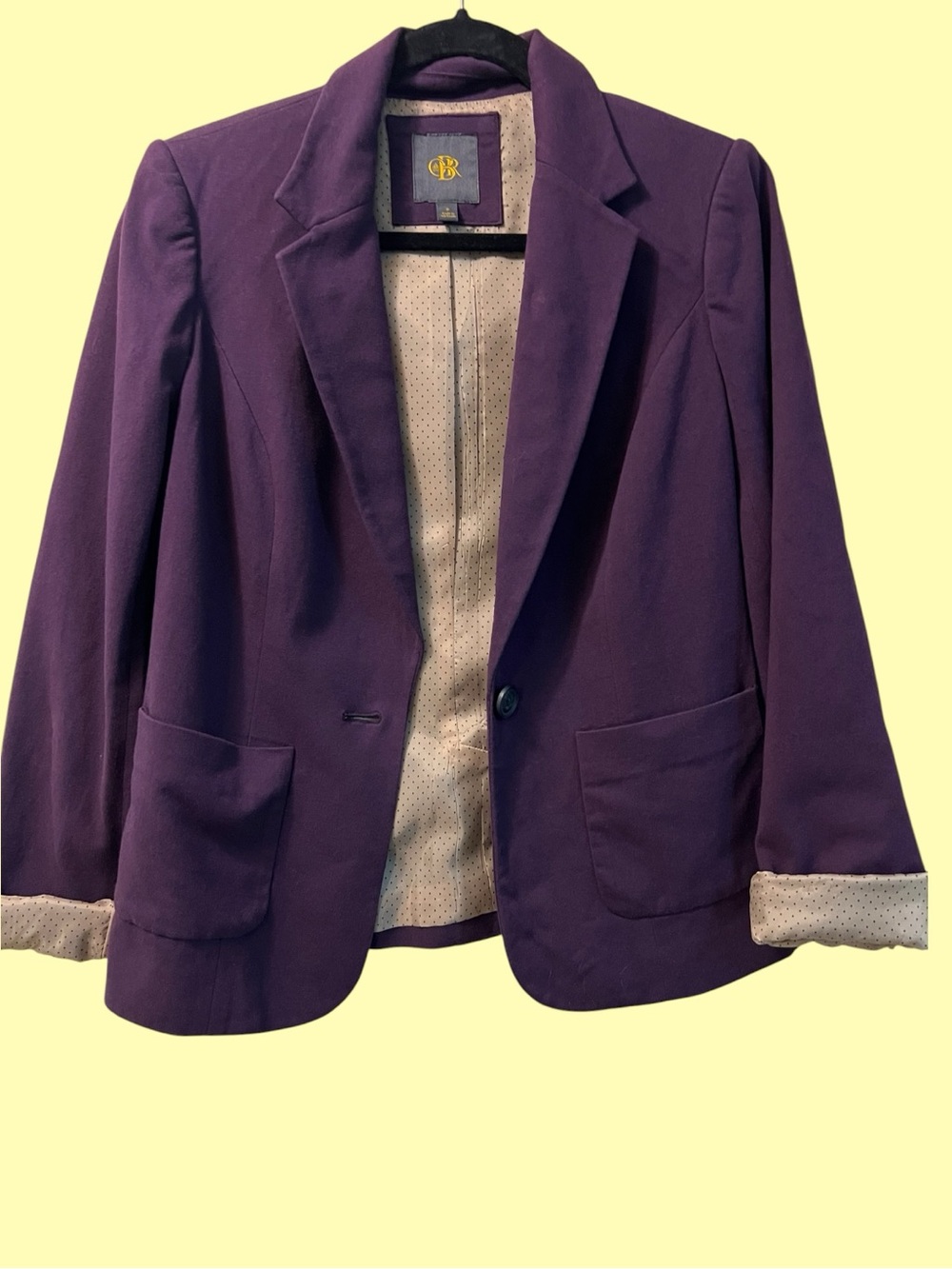 Banana Republic Heritage Plum Cotton Blazer Polka Dot Lining S NEW